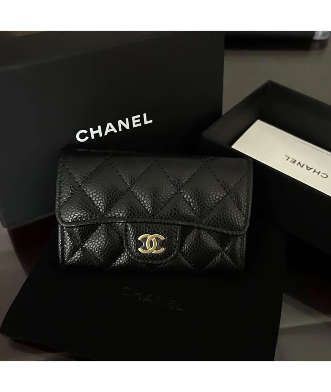 CHANEL Черный кожаный кошелек, фото 4