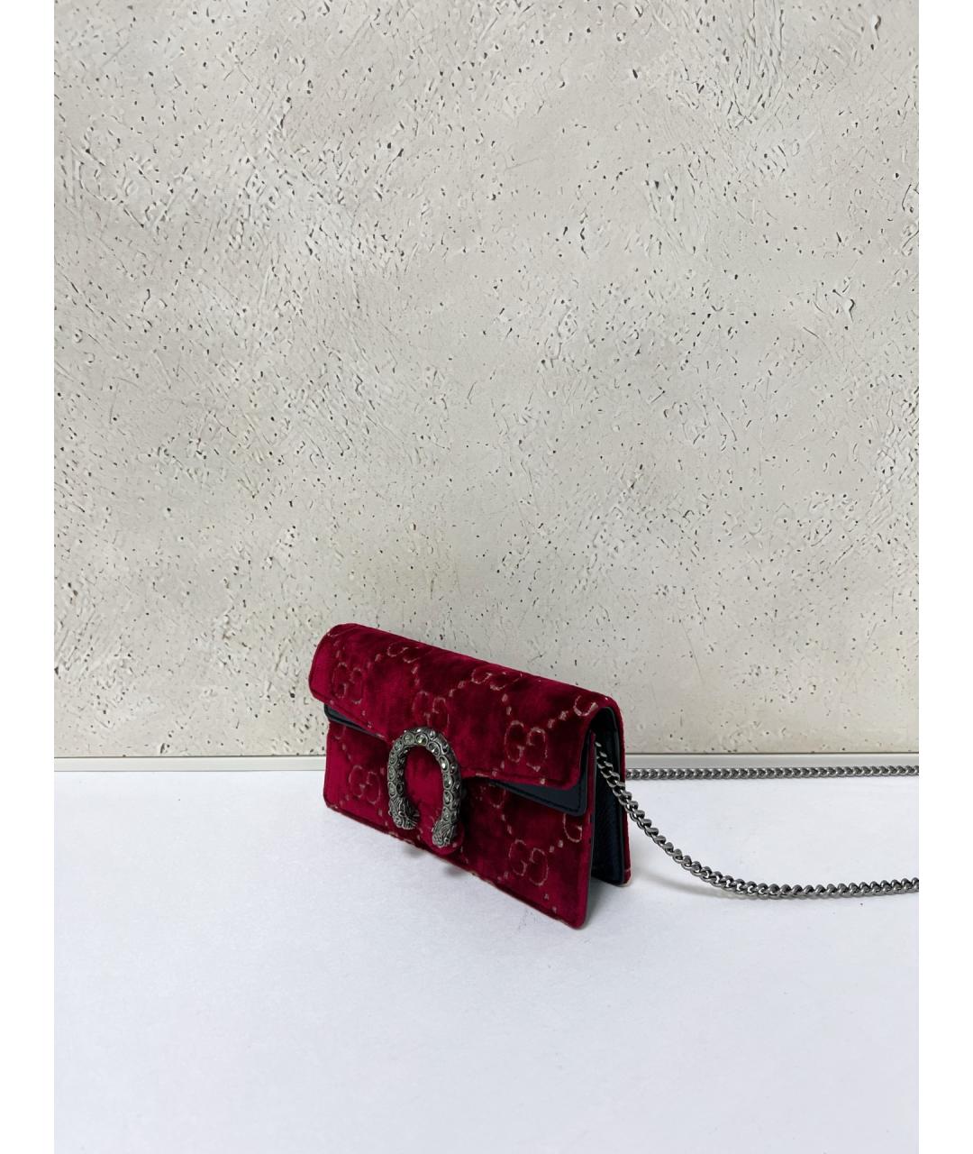 GUCCI Красная бархатная сумка через плечо, фото 3