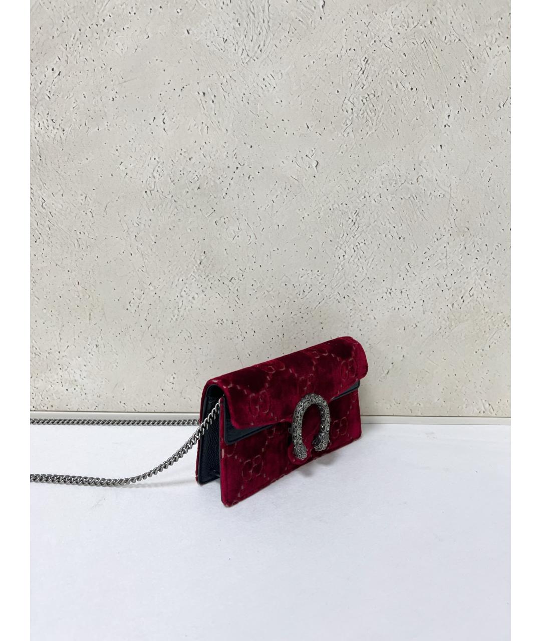 GUCCI Красная бархатная сумка через плечо, фото 4