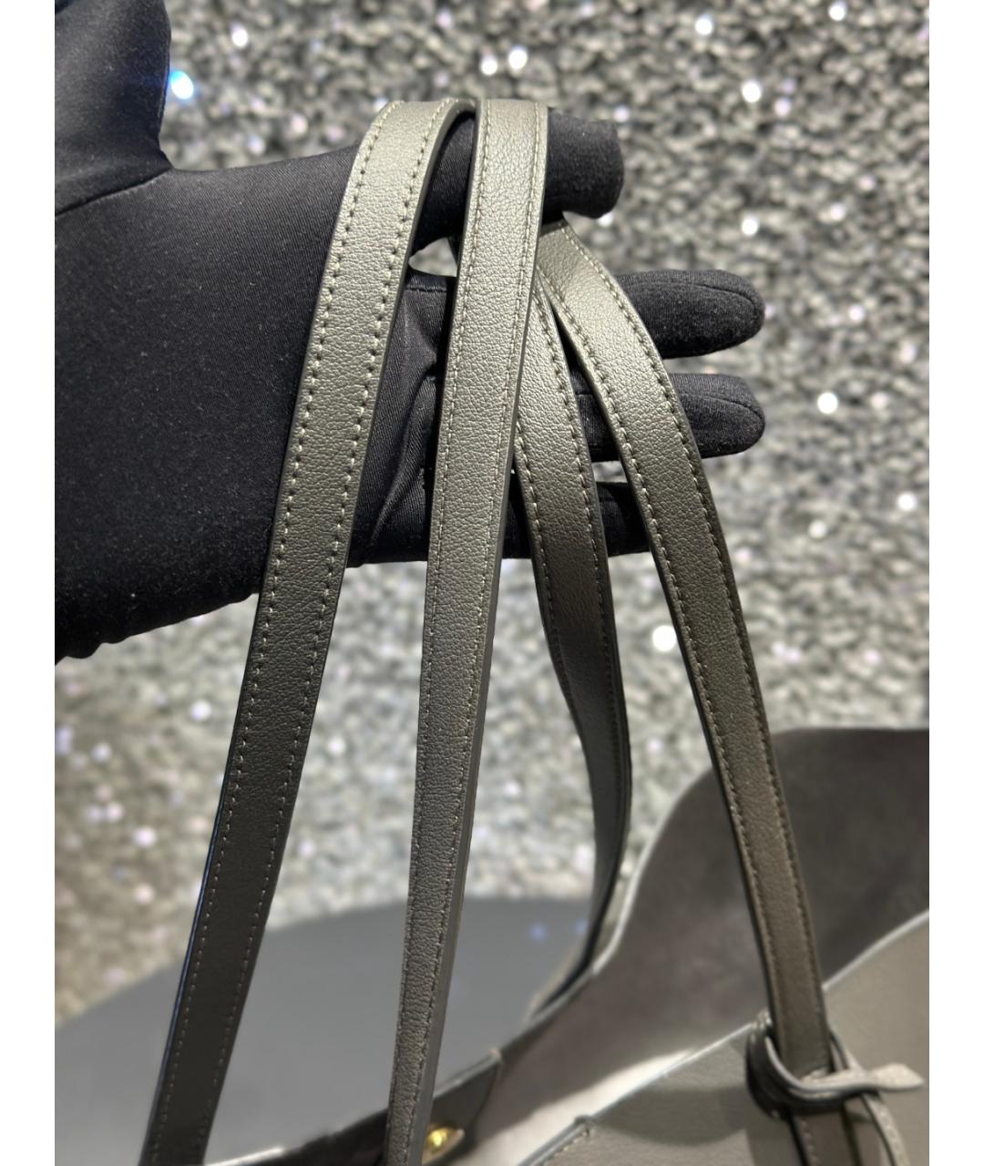 SAINT LAURENT Серая кожаная сумка тоут, фото 7