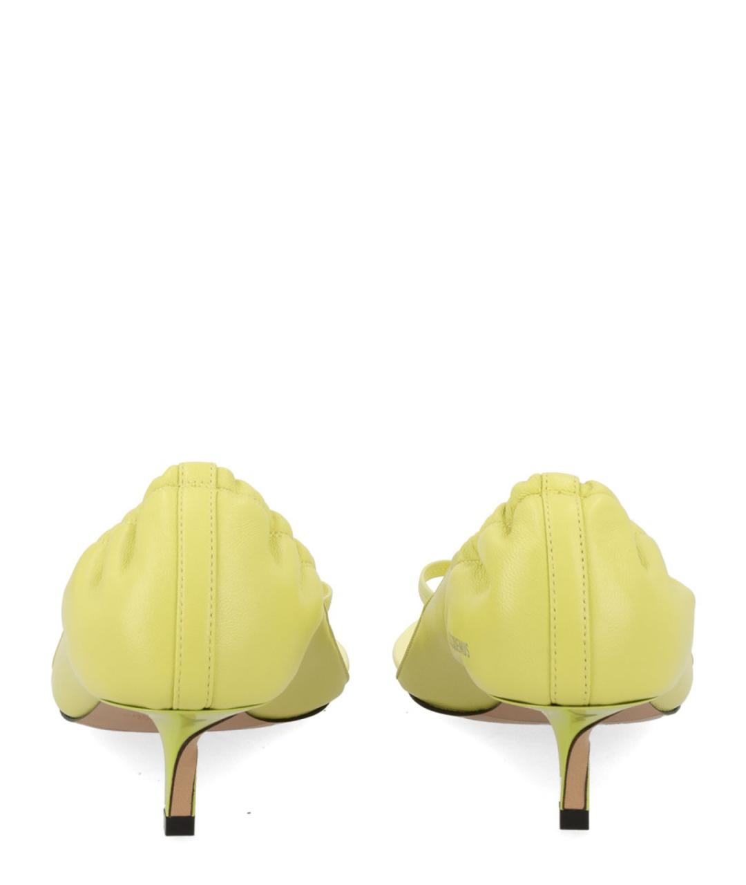 JACQUEMUS Желтые кожаные босоножки, фото 4