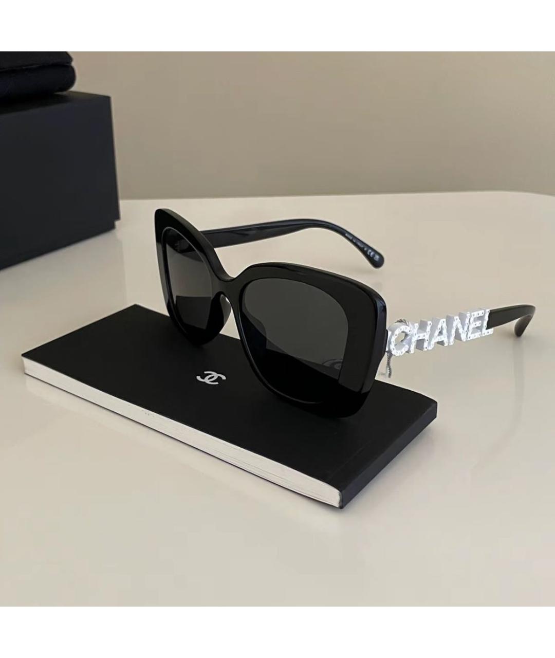 CHANEL Черные пластиковые солнцезащитные очки, фото 4