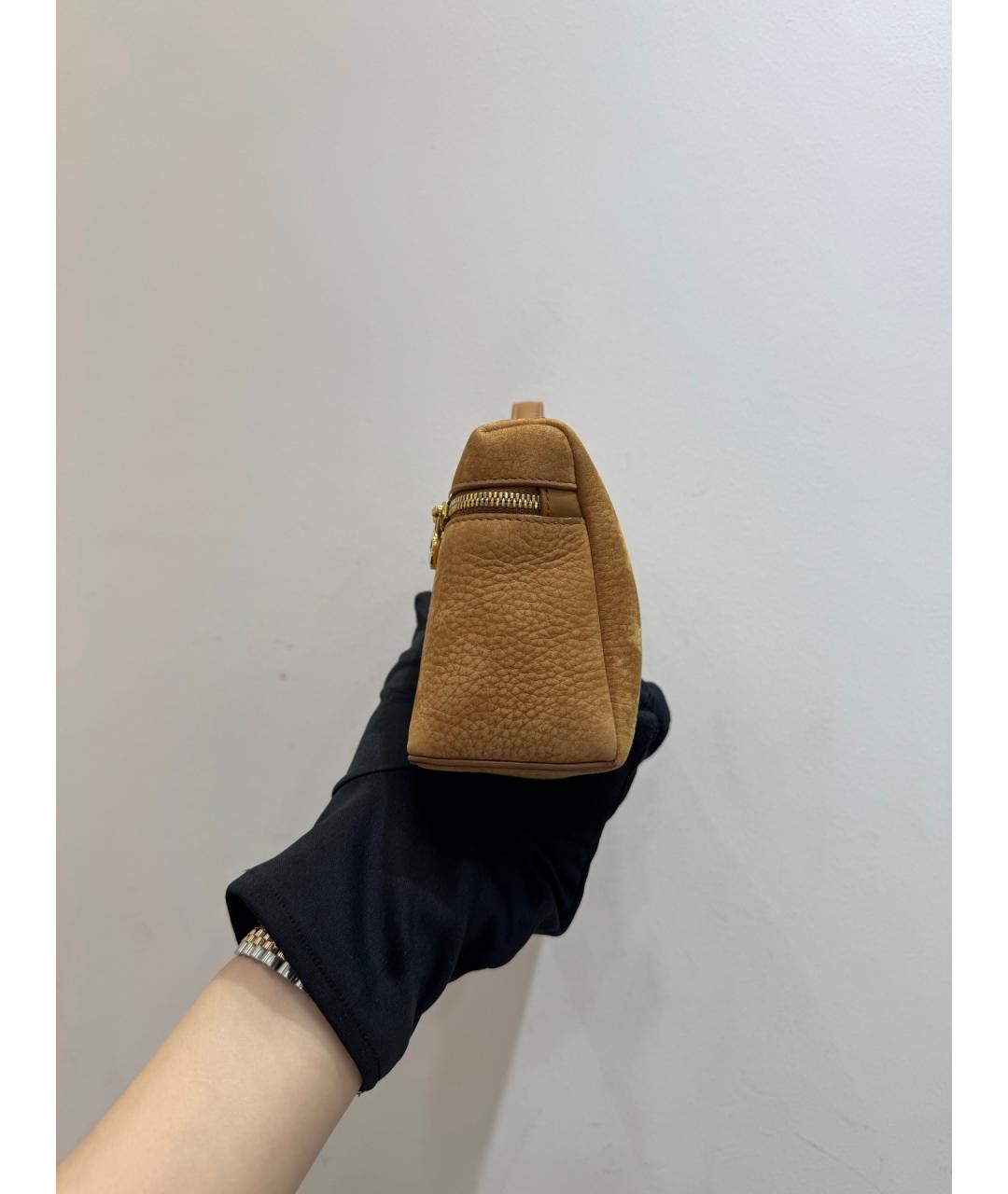 LORO PIANA Коричневая кожаная сумка с короткими ручками, фото 4