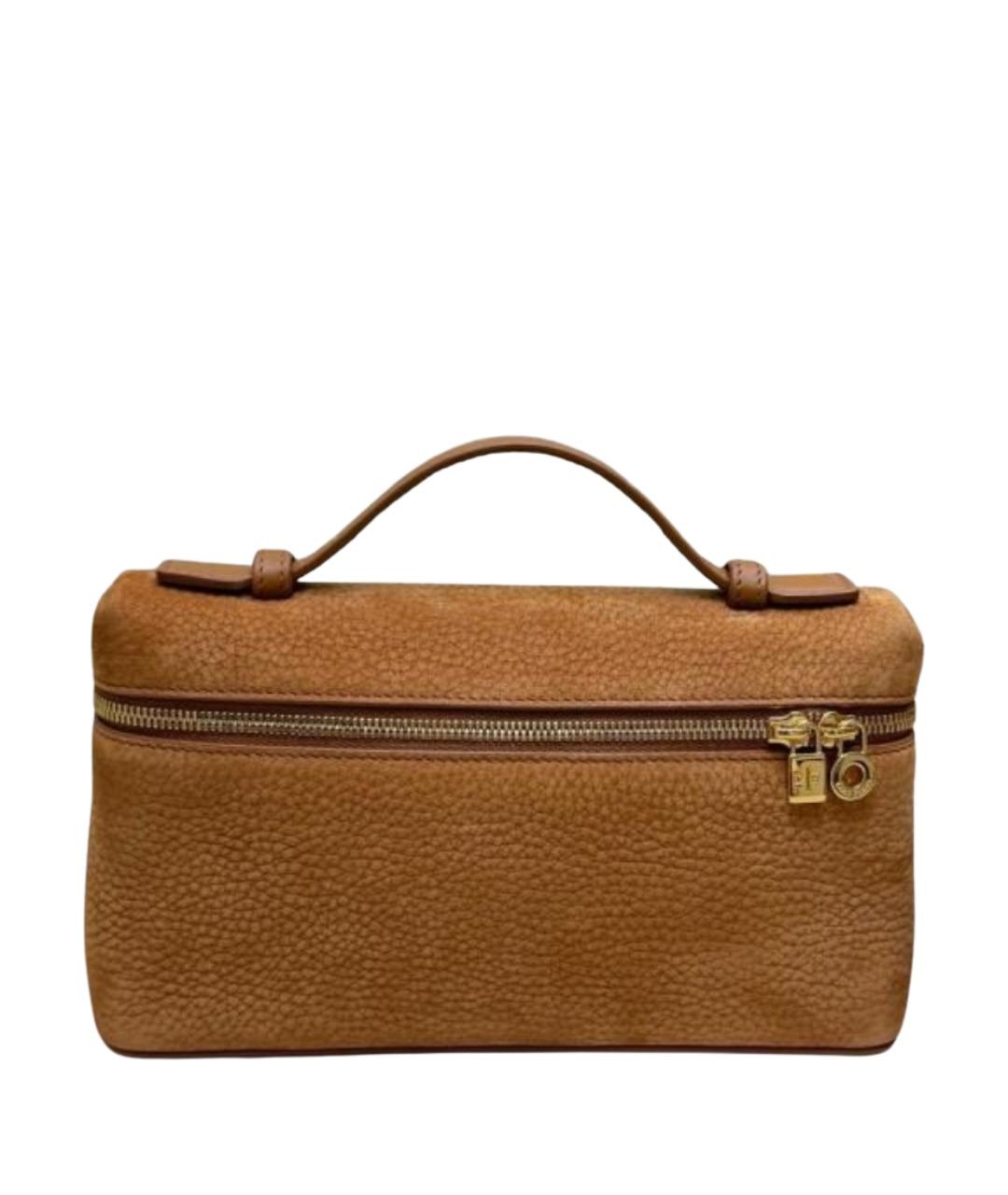 LORO PIANA Коричневая кожаная сумка с короткими ручками, фото 1