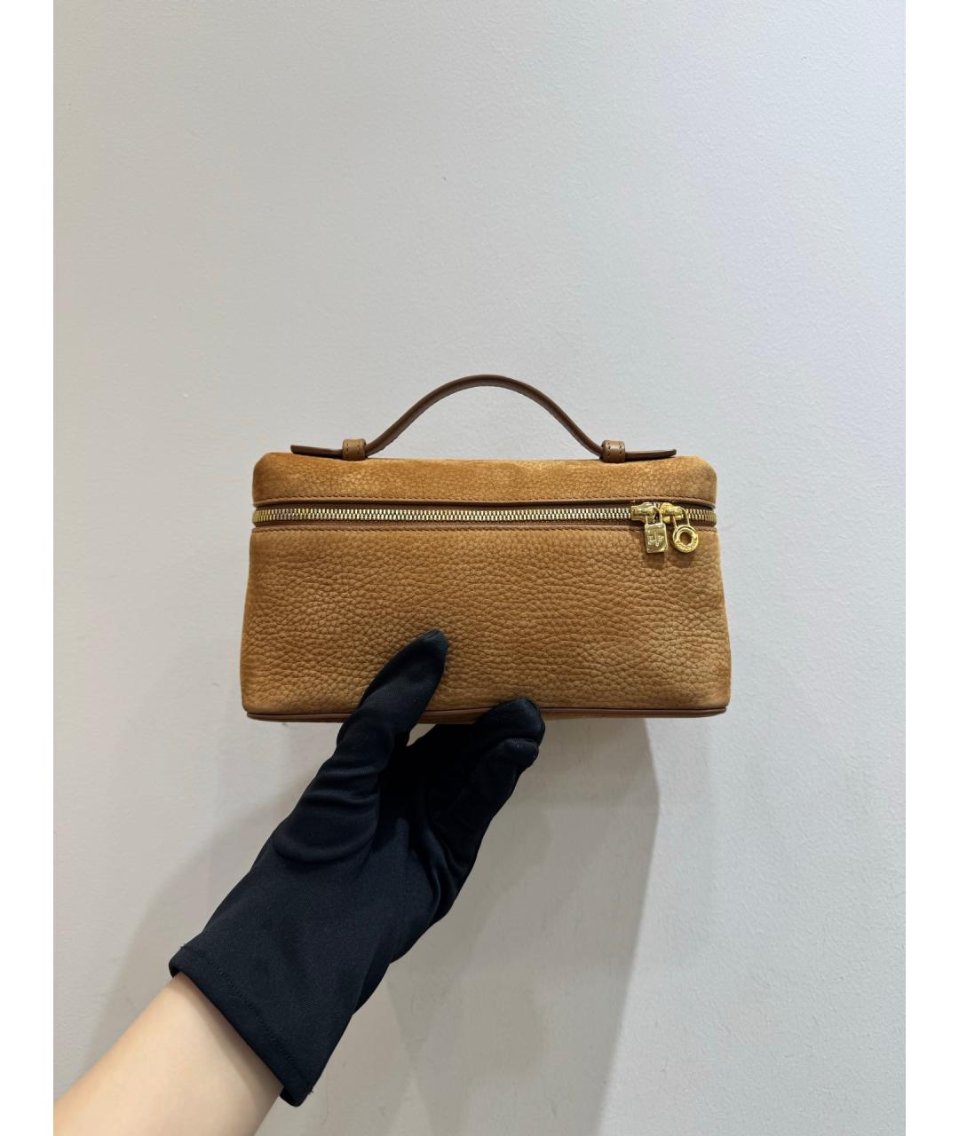 LORO PIANA Коричневая кожаная сумка с короткими ручками, фото 2