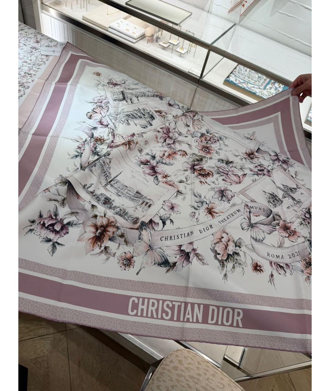 CHRISTIAN DIOR Белый шелковый платок, фото 4