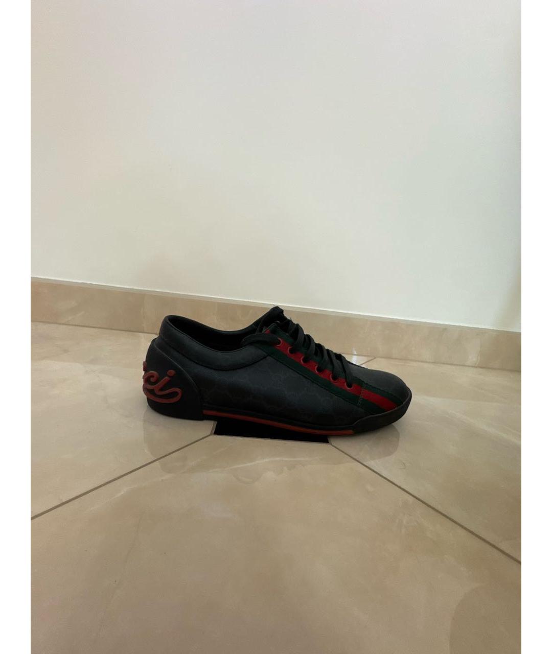 GUCCI Черные кожаные низкие кроссовки / кеды, фото 5