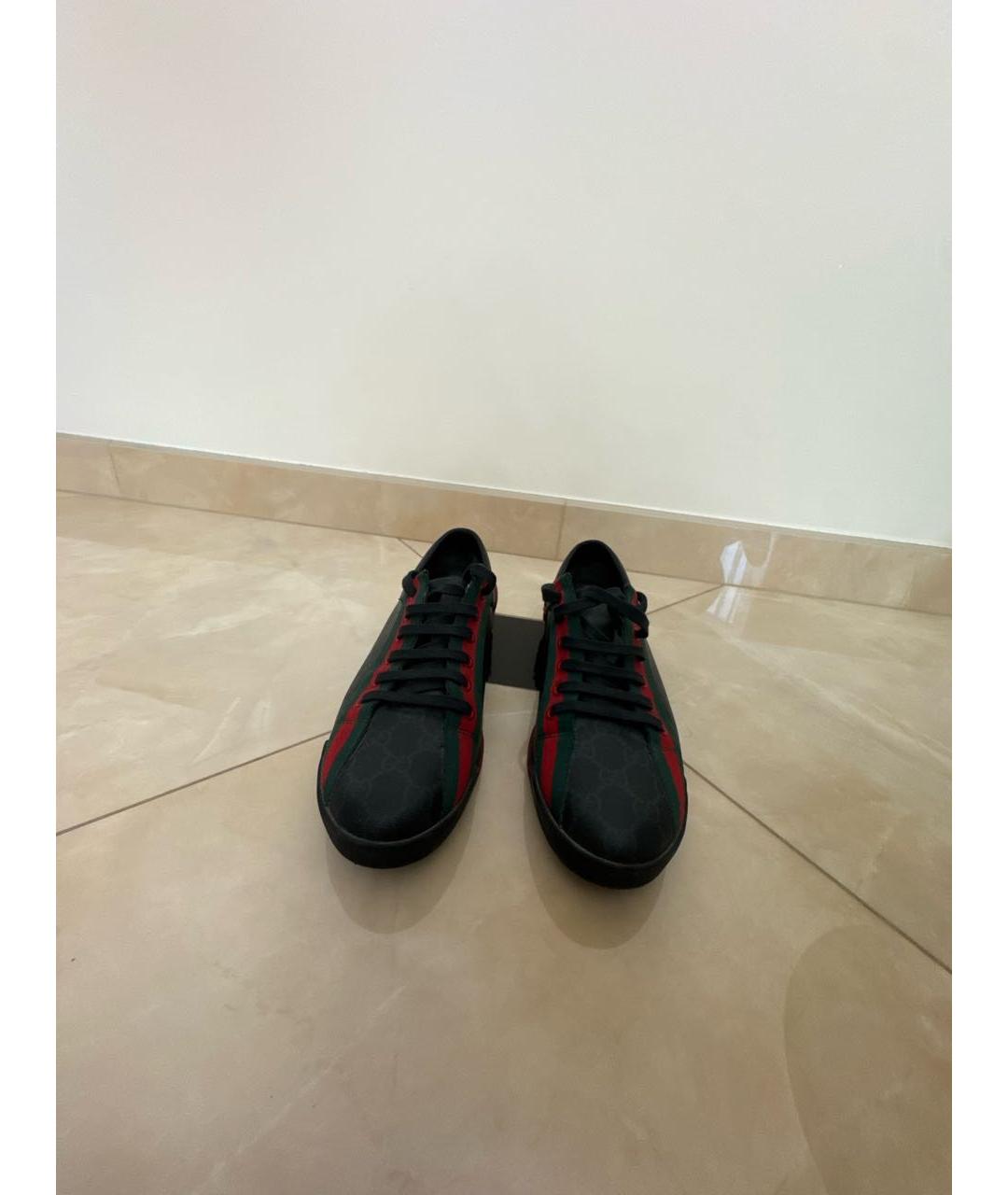 GUCCI Черные кожаные низкие кроссовки / кеды, фото 2