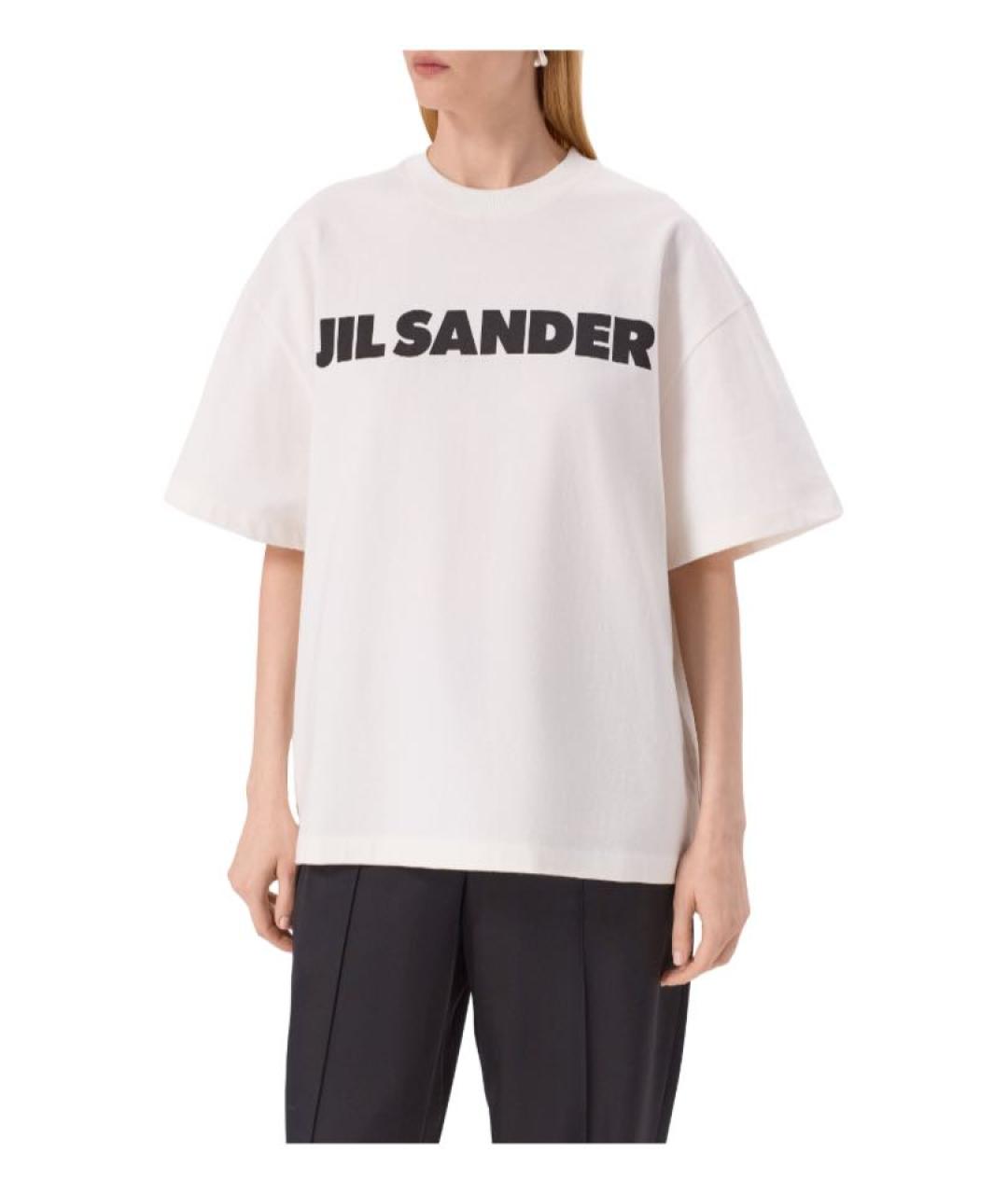 JIL SANDER Белая хлопковая футболка, фото 2