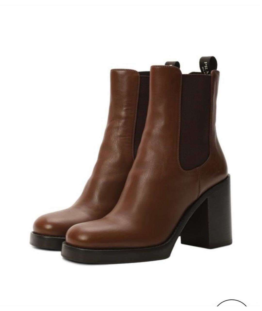 PRADA Коричневые кожаные полусапоги, фото 3