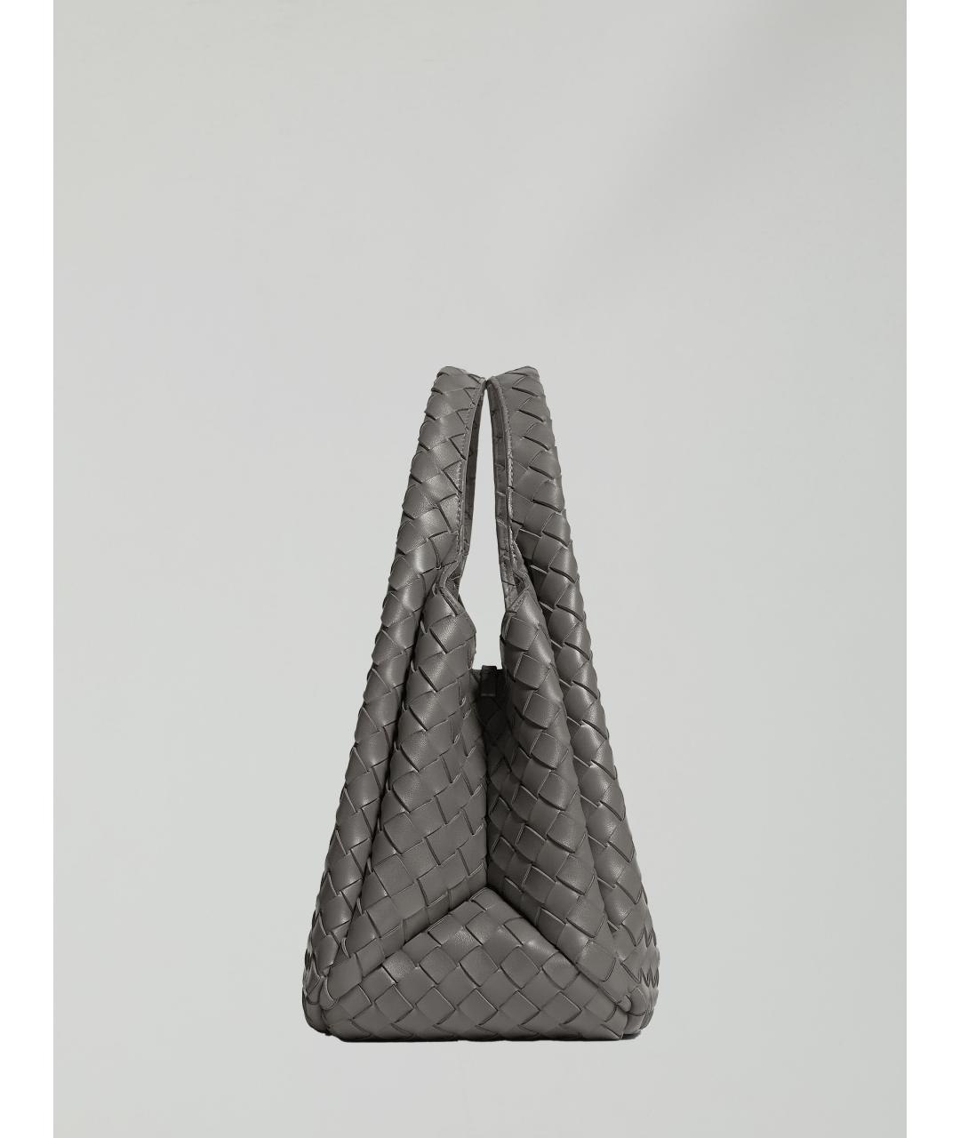BOTTEGA VENETA Серая кожаная сумка через плечо, фото 2