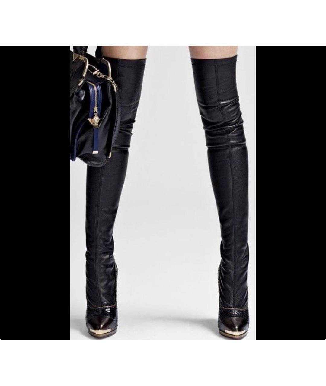 VERSACE Черные кожаные ботфорты, фото 7