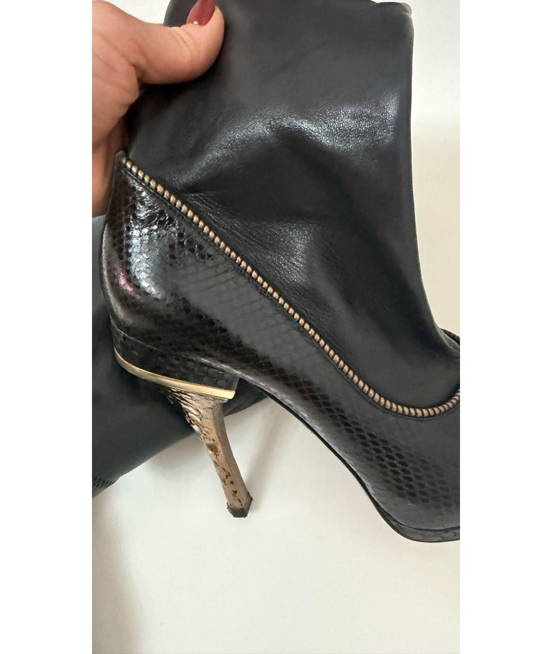 VERSACE Черные кожаные ботфорты, фото 4