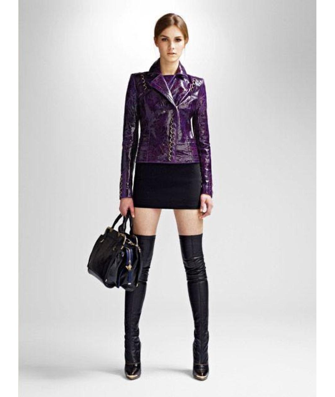 VERSACE Черные кожаные ботфорты, фото 5