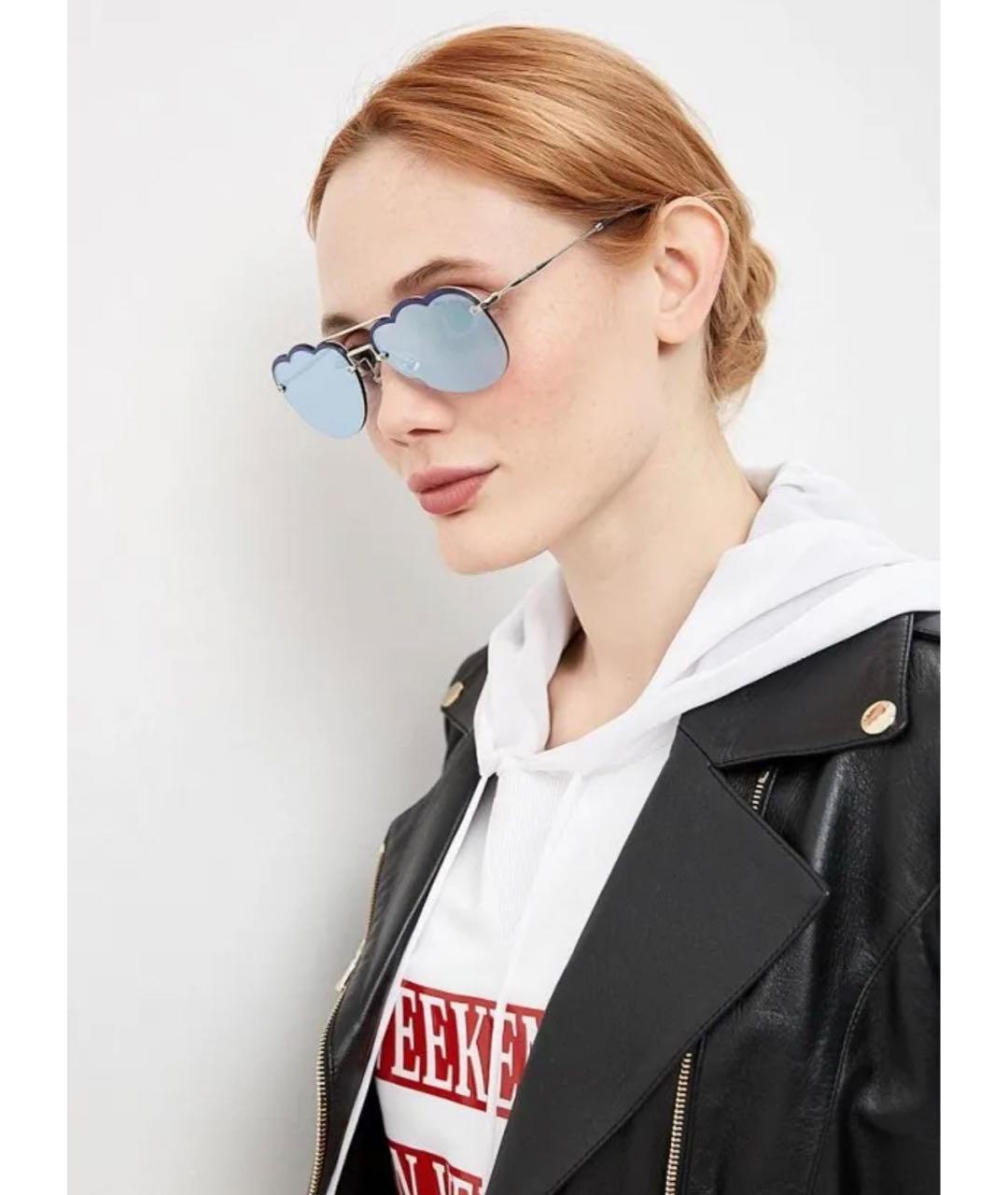 MIU MIU Голубые металлические солнцезащитные очки, фото 2