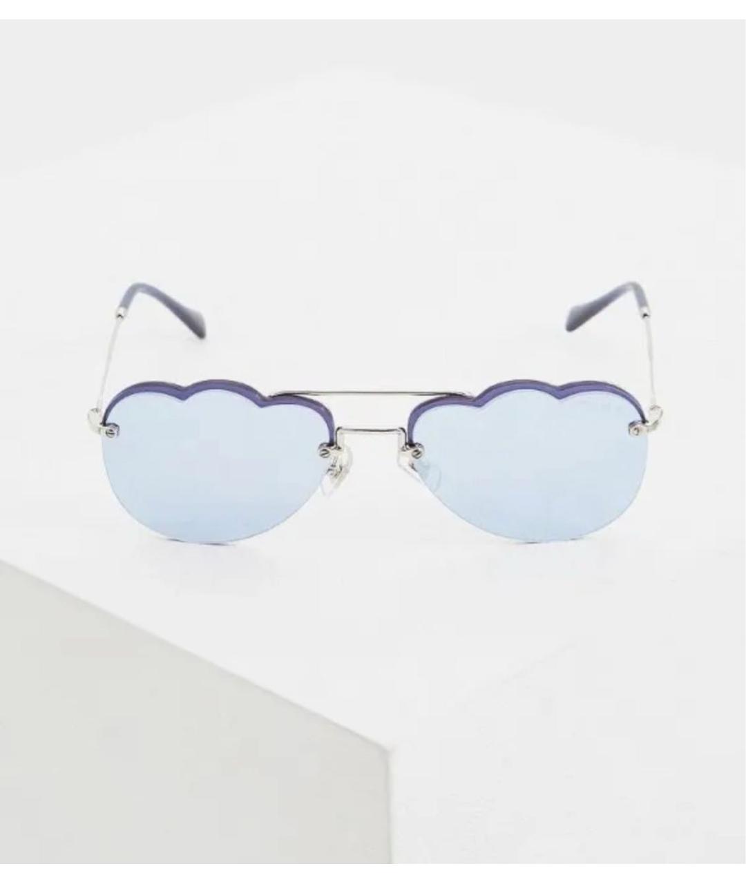 MIU MIU Голубые металлические солнцезащитные очки, фото 5