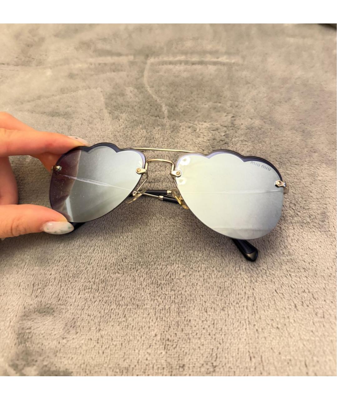 MIU MIU Голубые металлические солнцезащитные очки, фото 4