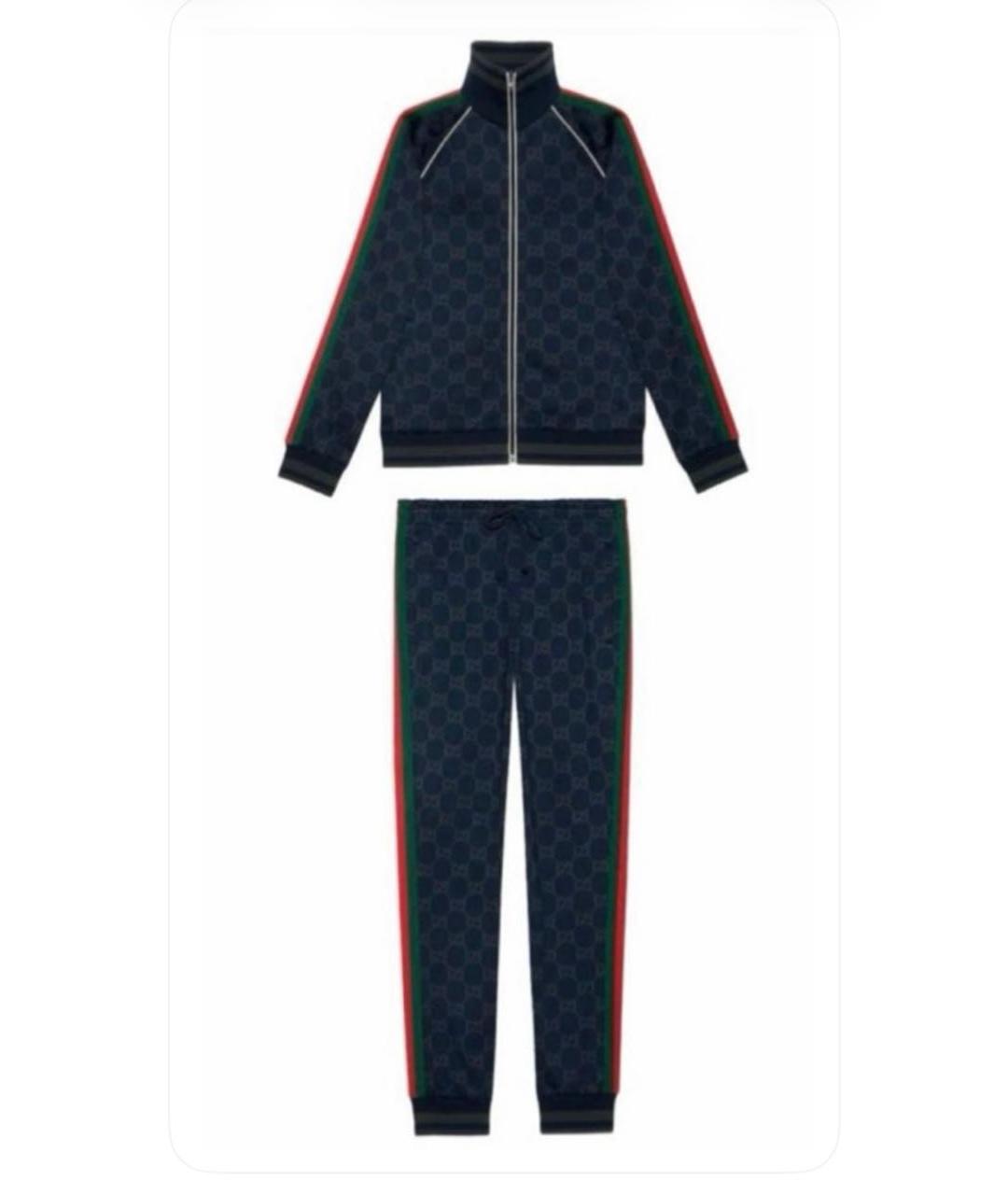 GUCCI Темно-синий хлопковый спортивный костюм, фото 1