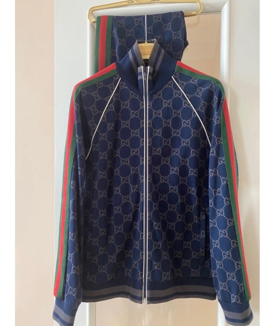 GUCCI Темно-синий хлопковый спортивный костюм, фото 2