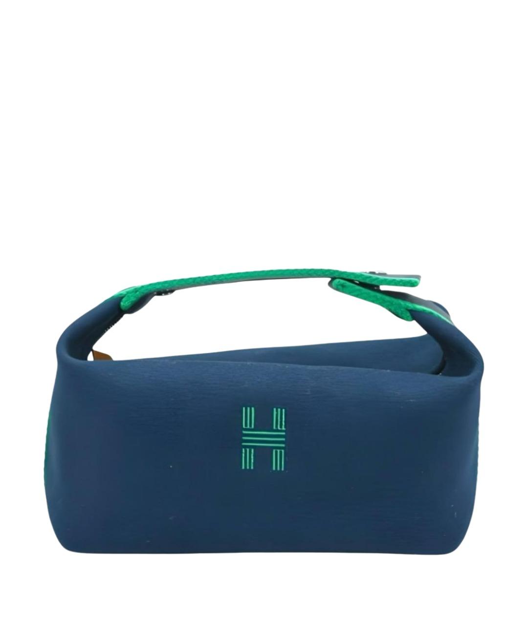 HERMES Темно-синяя косметичка из канвы, фото 1