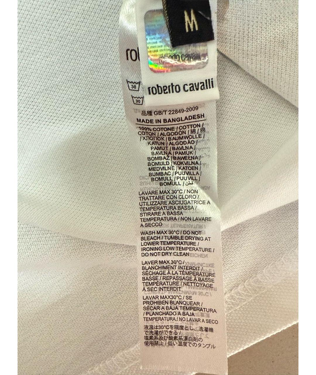 ROBERTO CAVALLI Белое хлопковое поло с коротким рукавом, фото 6