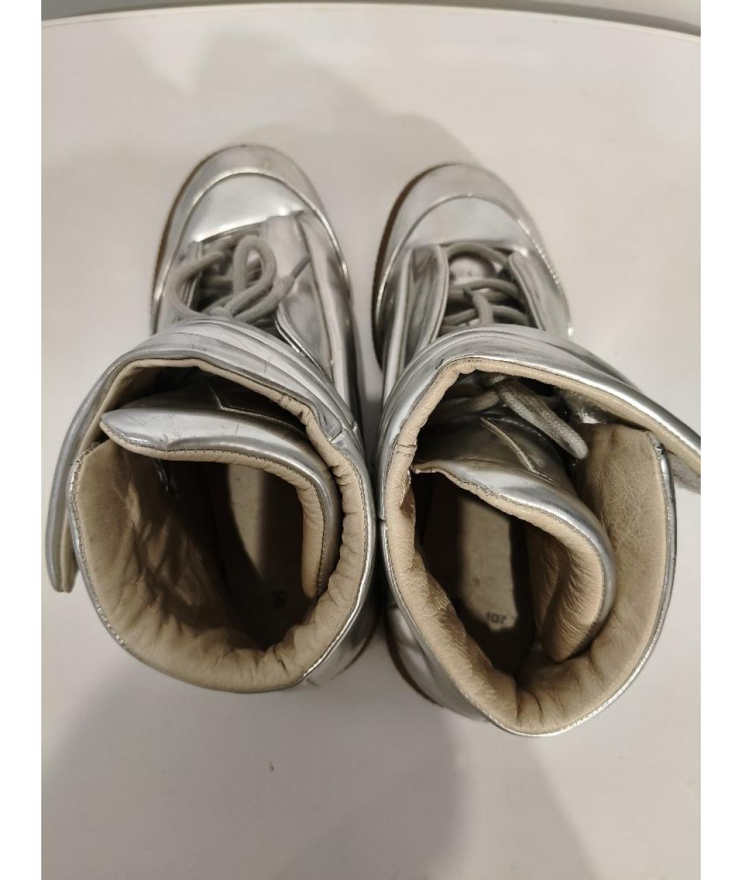 MAISON MARGIELA Серебряные кожаные ботинки, фото 3