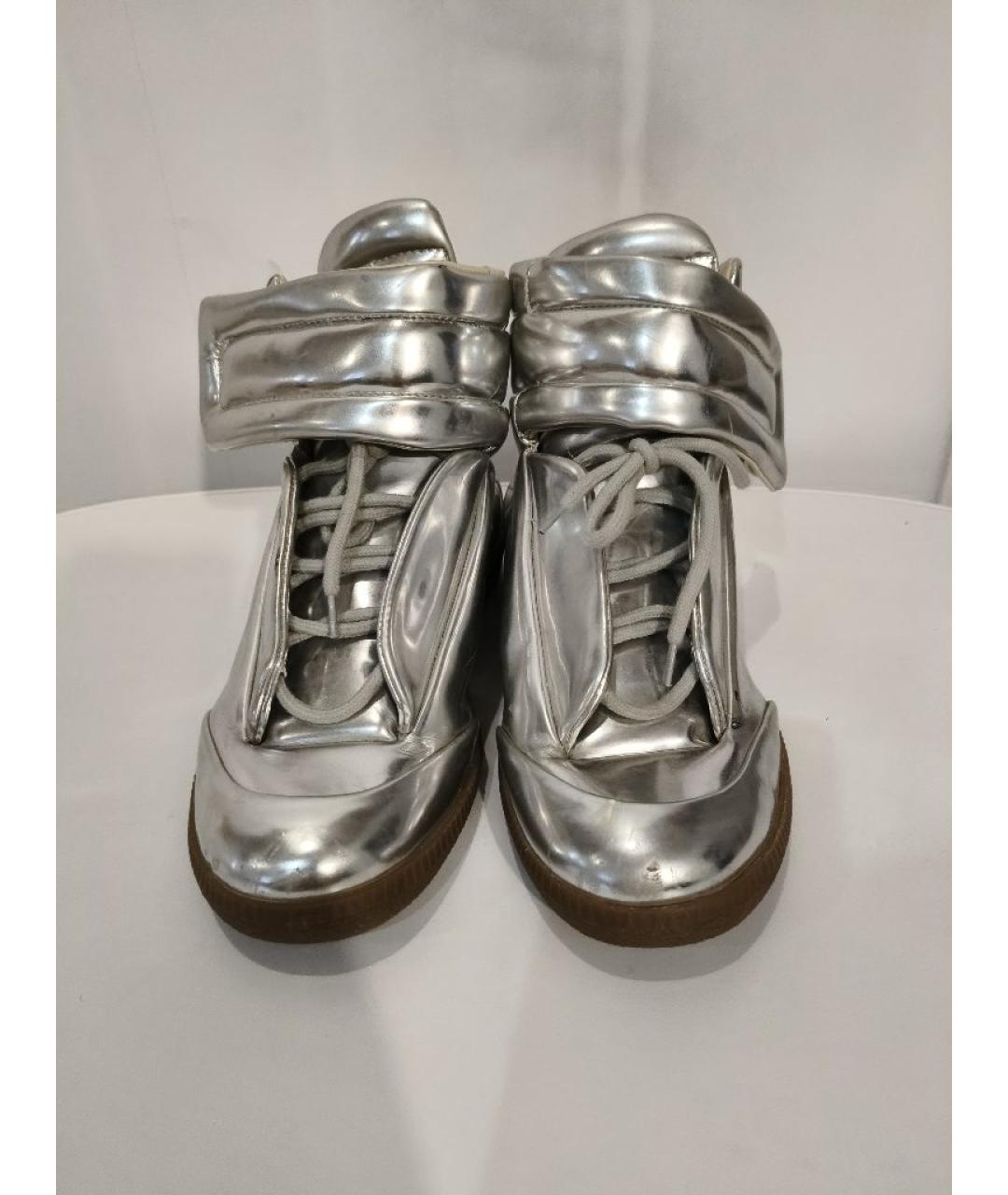 MAISON MARGIELA Серебряные кожаные ботинки, фото 2