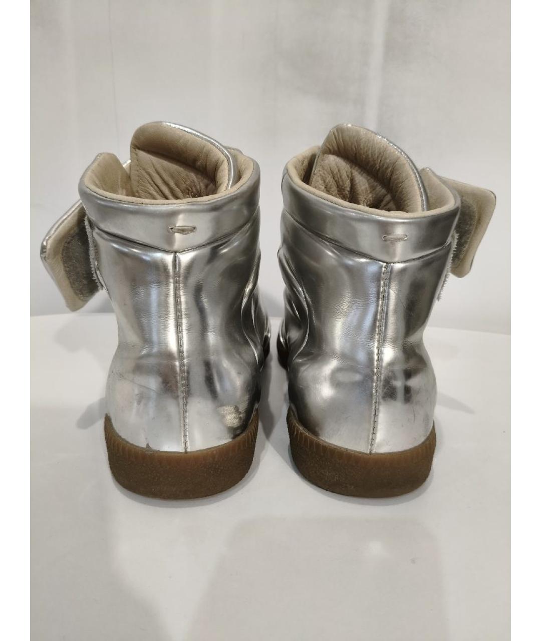 MAISON MARGIELA Серебряные кожаные ботинки, фото 4