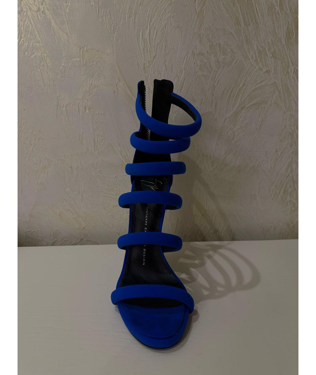 GIUSEPPE ZANOTTI DESIGN Синие текстильные босоножки, фото 2