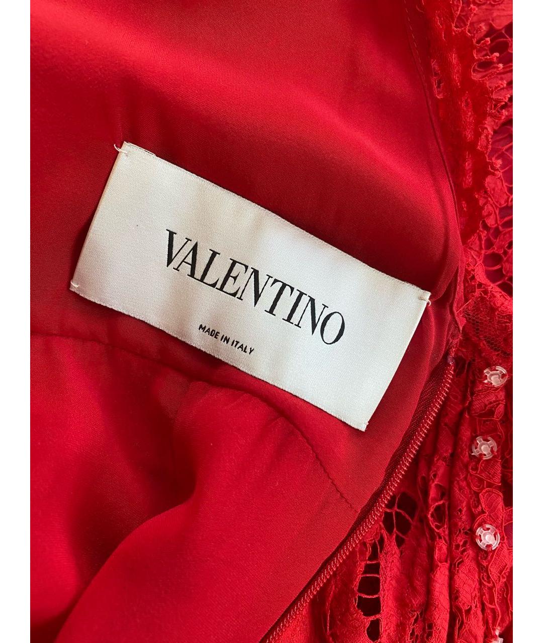 VALENTINO Красное кружевное вечернее платье, фото 3