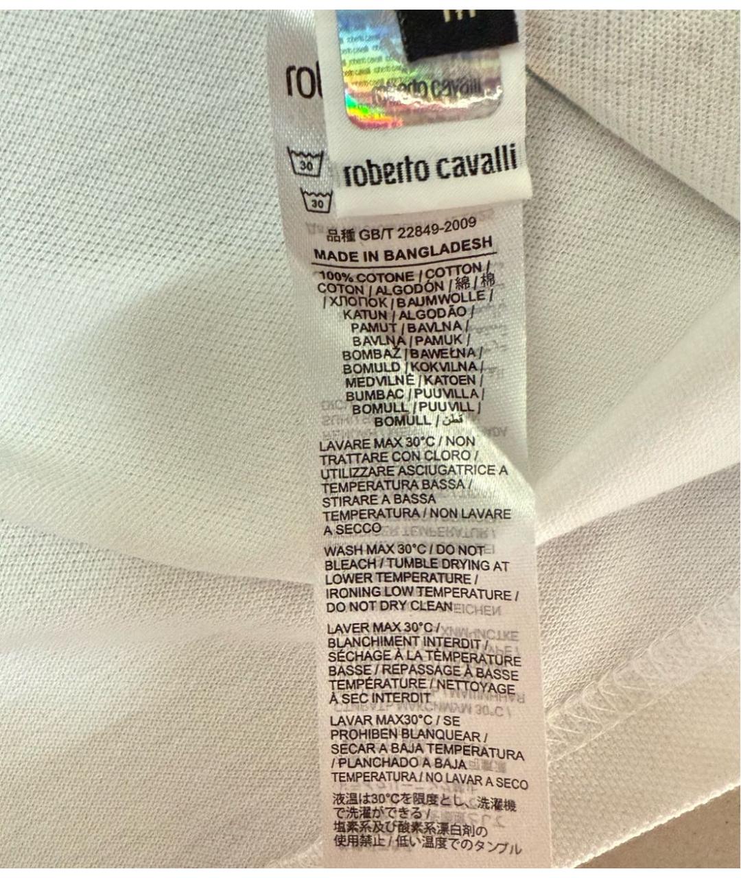 ROBERTO CAVALLI Белая хлопковая футболка, фото 6