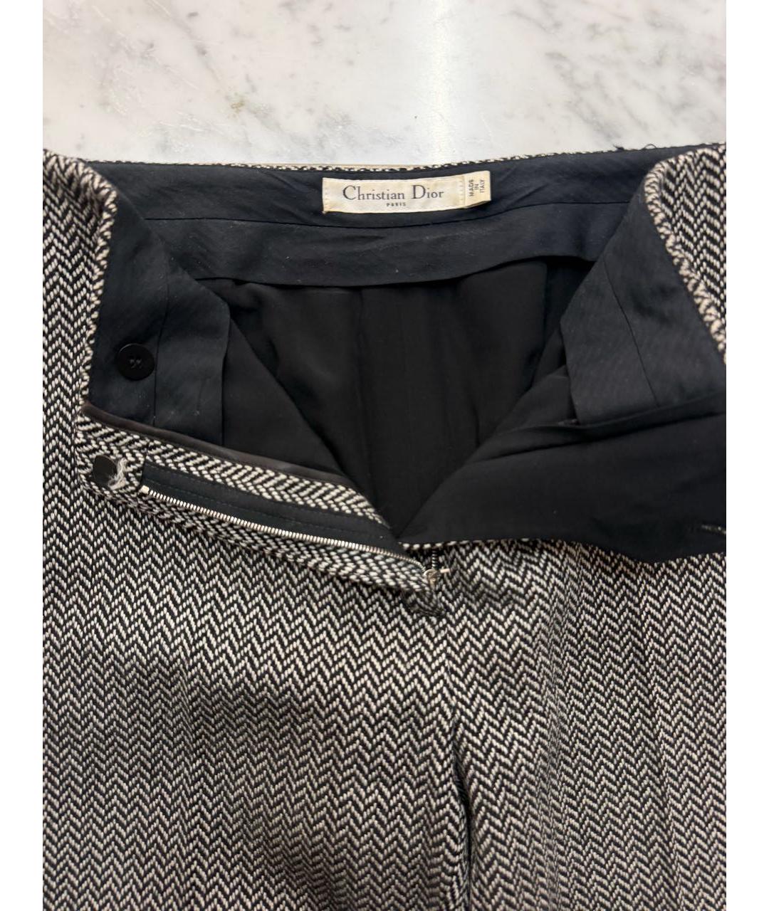 CHRISTIAN DIOR Мульти шерстяные прямые брюки, фото 2