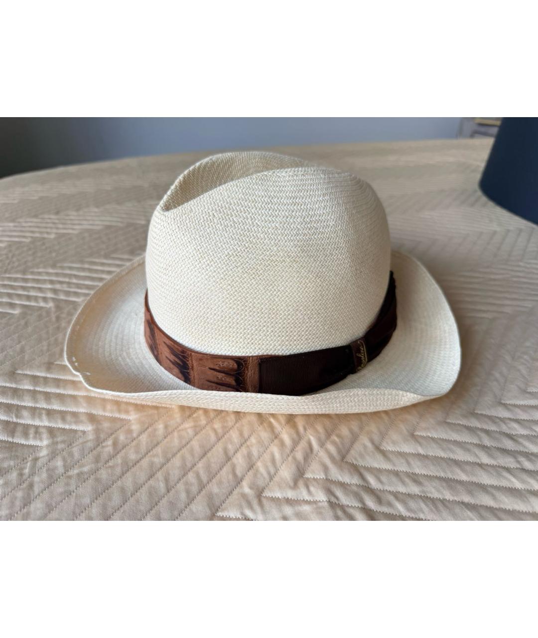 BORSALINO Белая соломенная шляпа, фото 2