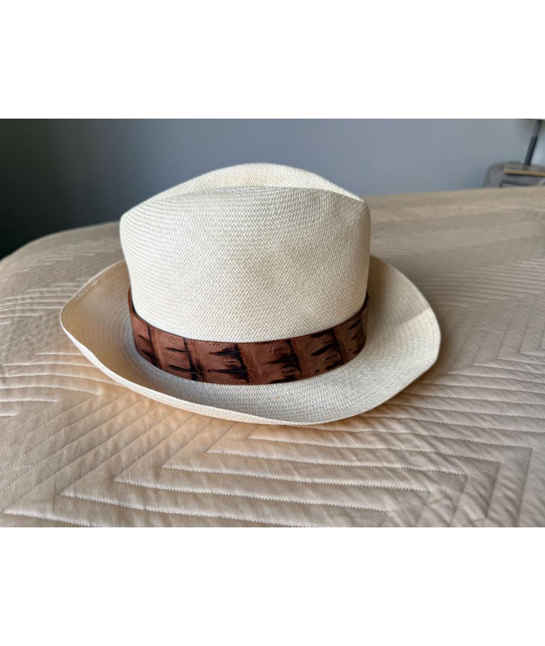 BORSALINO Белая соломенная шляпа, фото 5