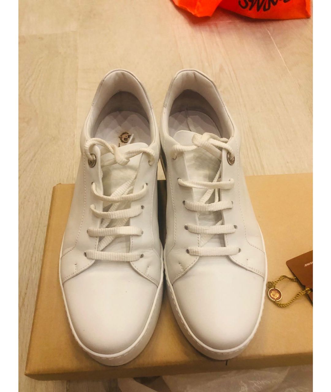 LORO PIANA Белые кожаные кроссовки, фото 2