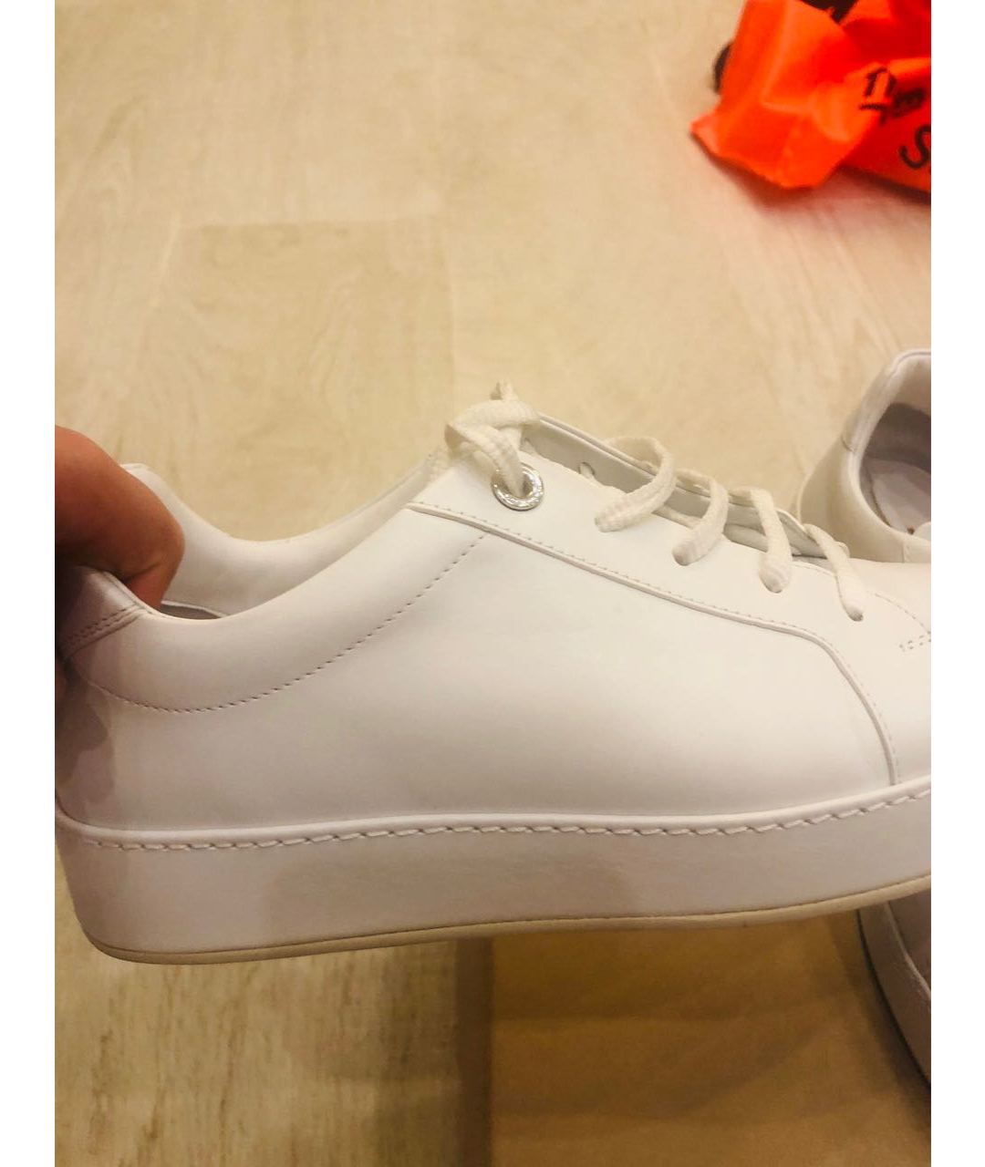 LORO PIANA Белые кожаные кроссовки, фото 4