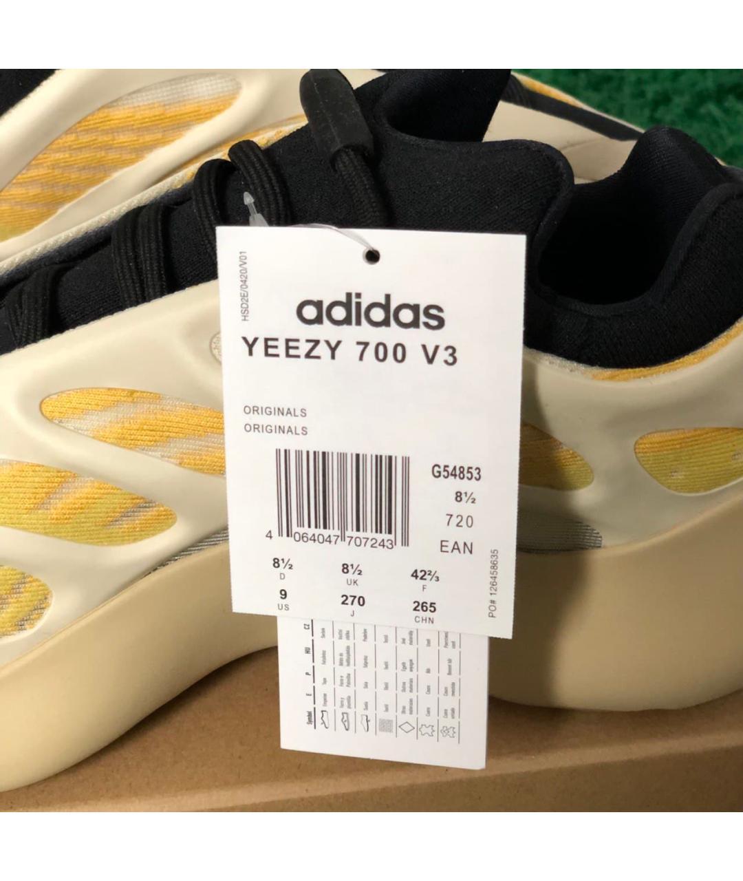 ADIDAS YEEZY Желтые низкие кроссовки / кеды, фото 5
