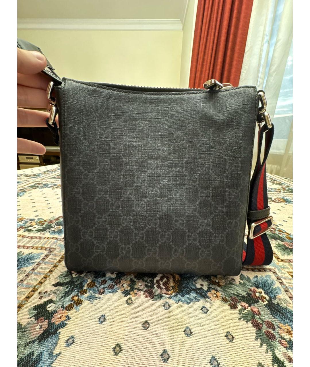 GUCCI Черная сумка на плечо из канвы, фото 3