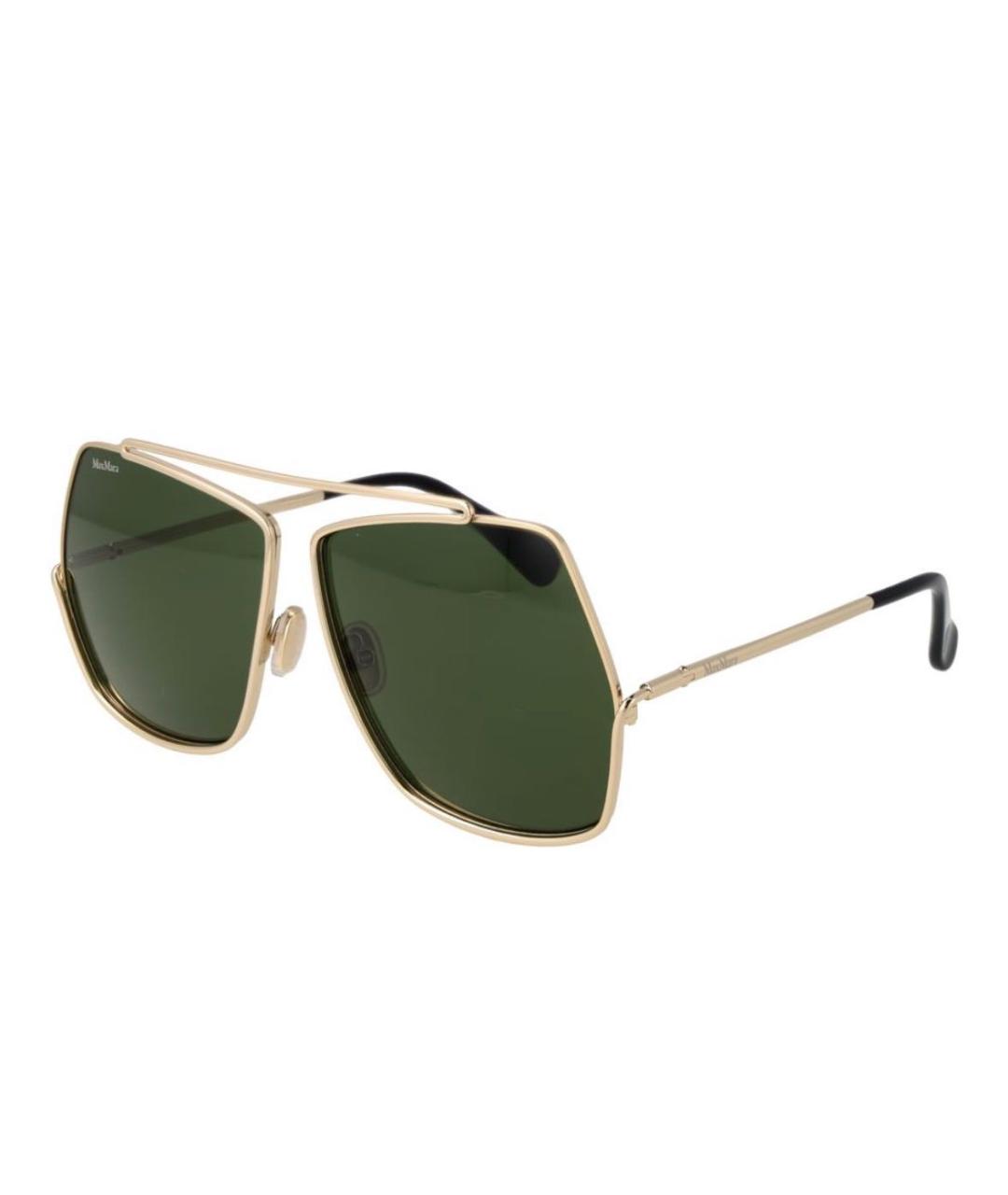 MAX MARA Золотые металлические солнцезащитные очки, фото 2