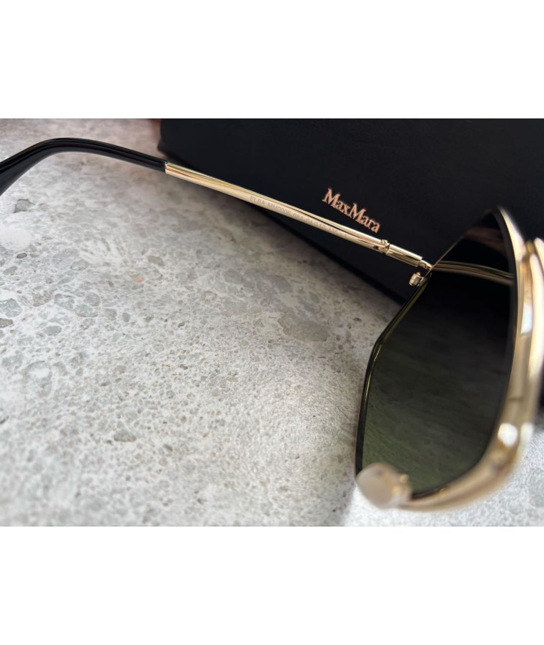 MAX MARA Золотые металлические солнцезащитные очки, фото 7