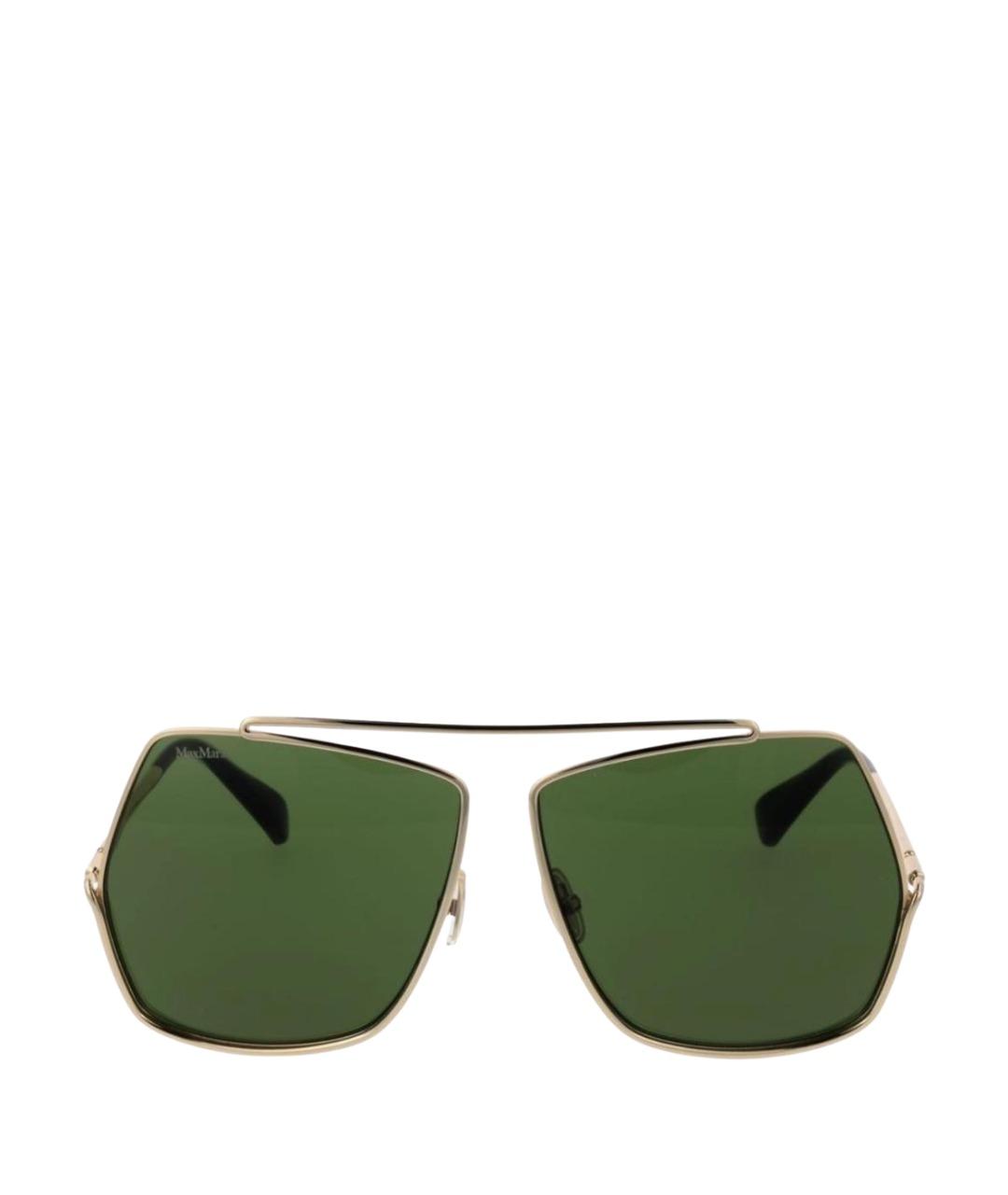 MAX MARA Золотые металлические солнцезащитные очки, фото 1