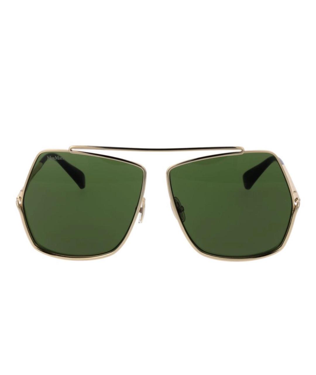 MAX MARA Золотые металлические солнцезащитные очки, фото 8