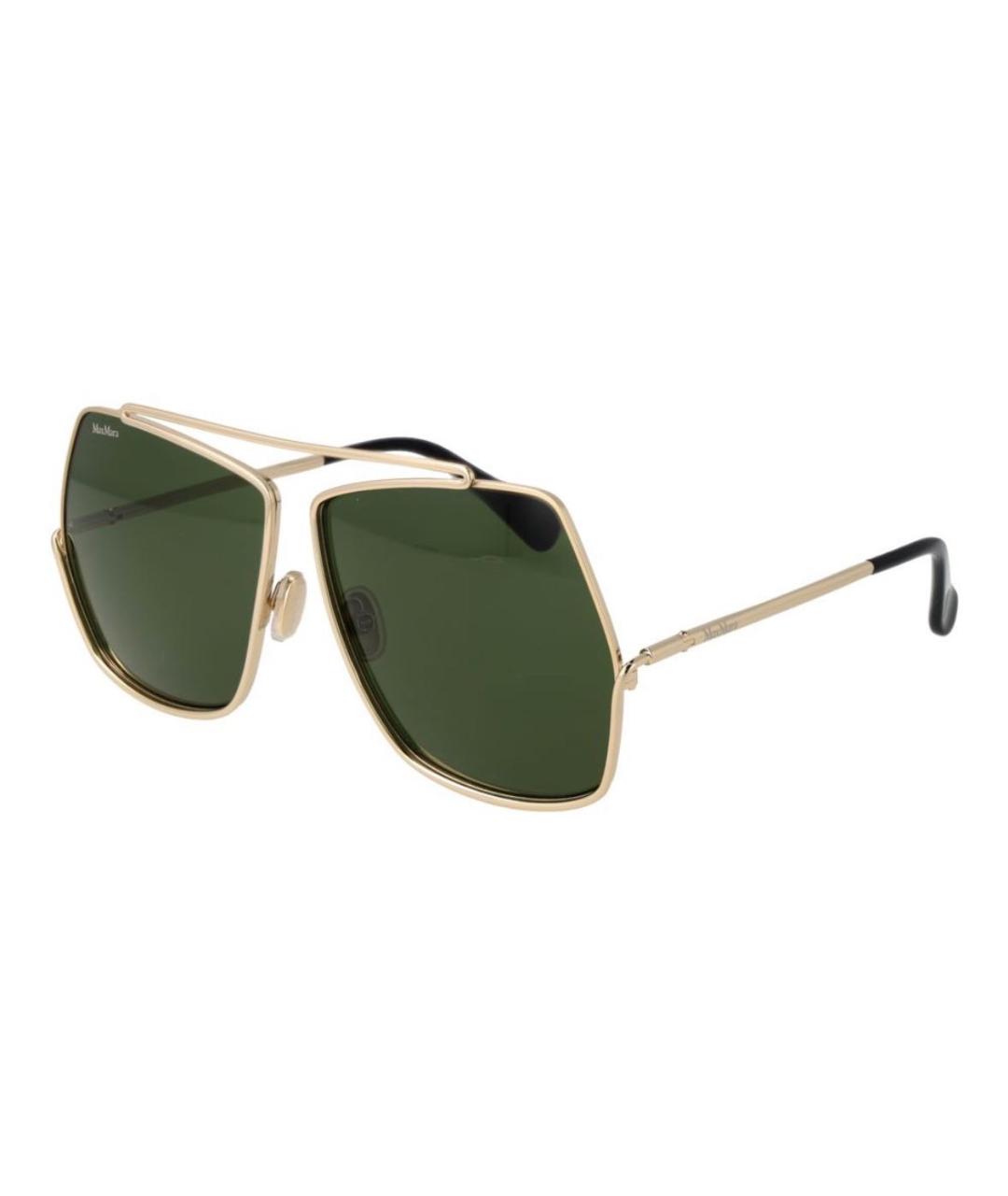 MAX MARA Золотые металлические солнцезащитные очки, фото 5