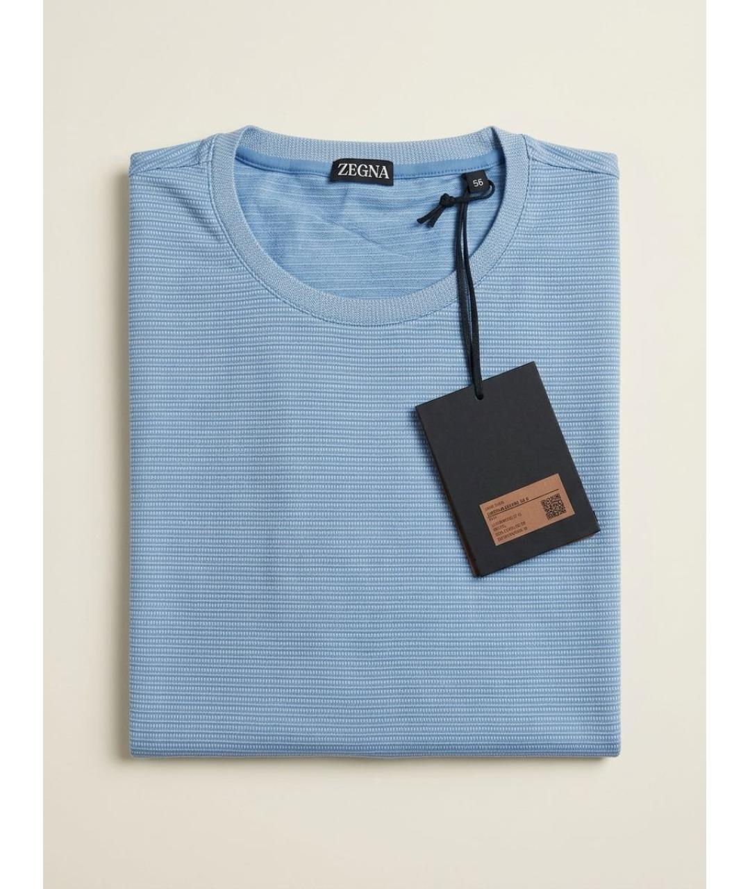 ZEGNA Голубая хлопковая футболка, фото 2