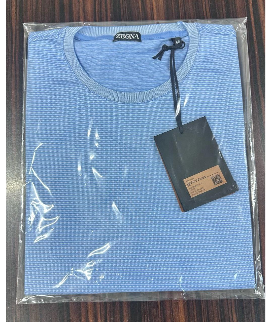 ZEGNA Голубая хлопковая футболка, фото 3
