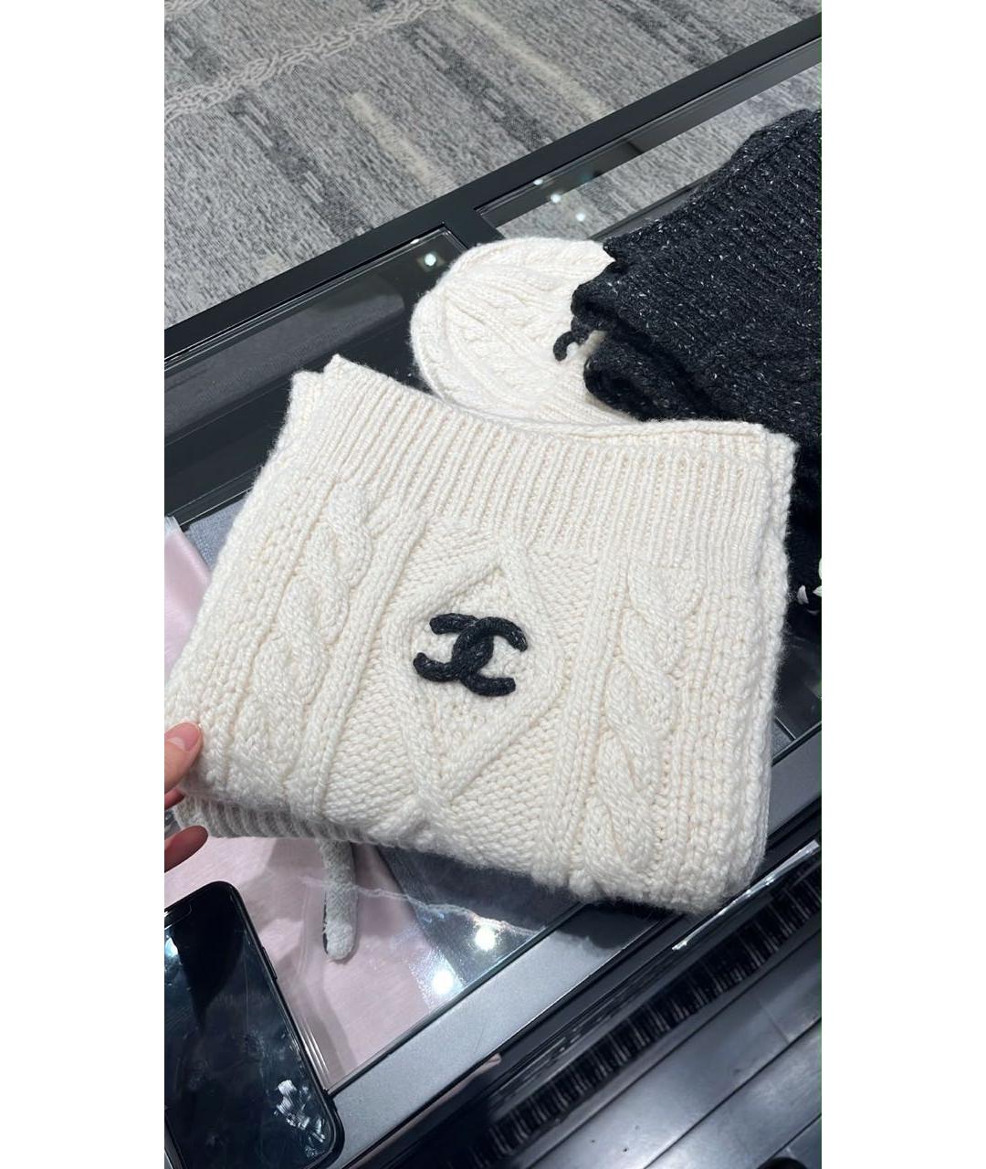 CHANEL Белый шарф, фото 3