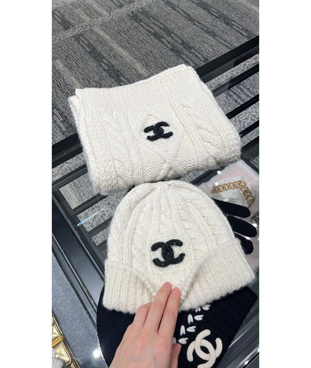 CHANEL Белый шарф, фото 2