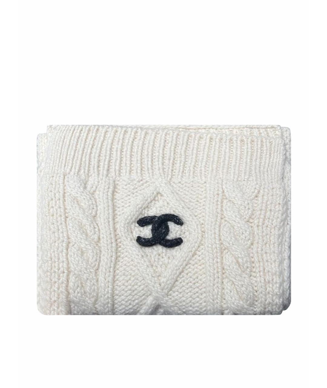 CHANEL Белый шарф, фото 1