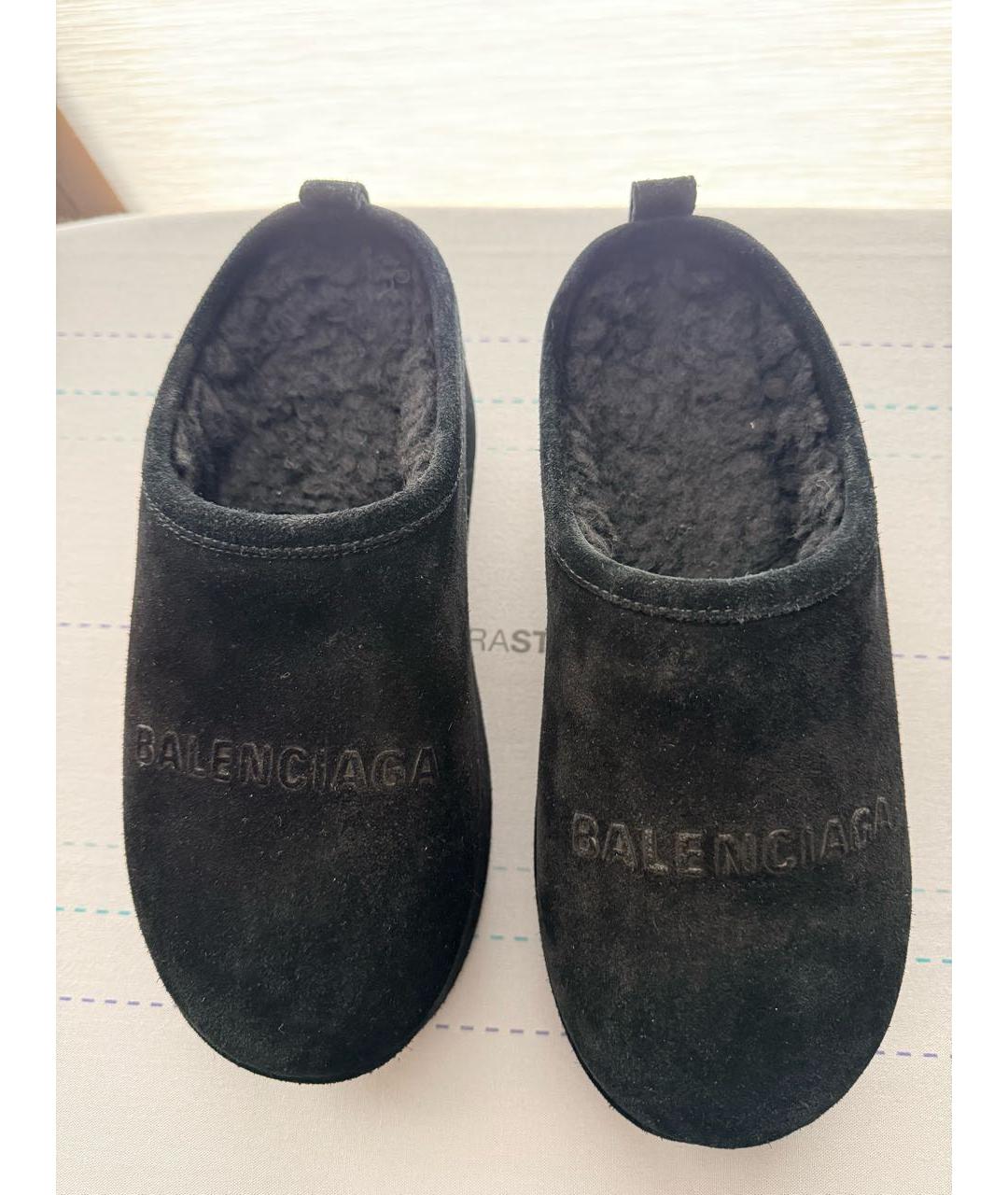 BALENCIAGA Черные замшевые сабо, фото 3