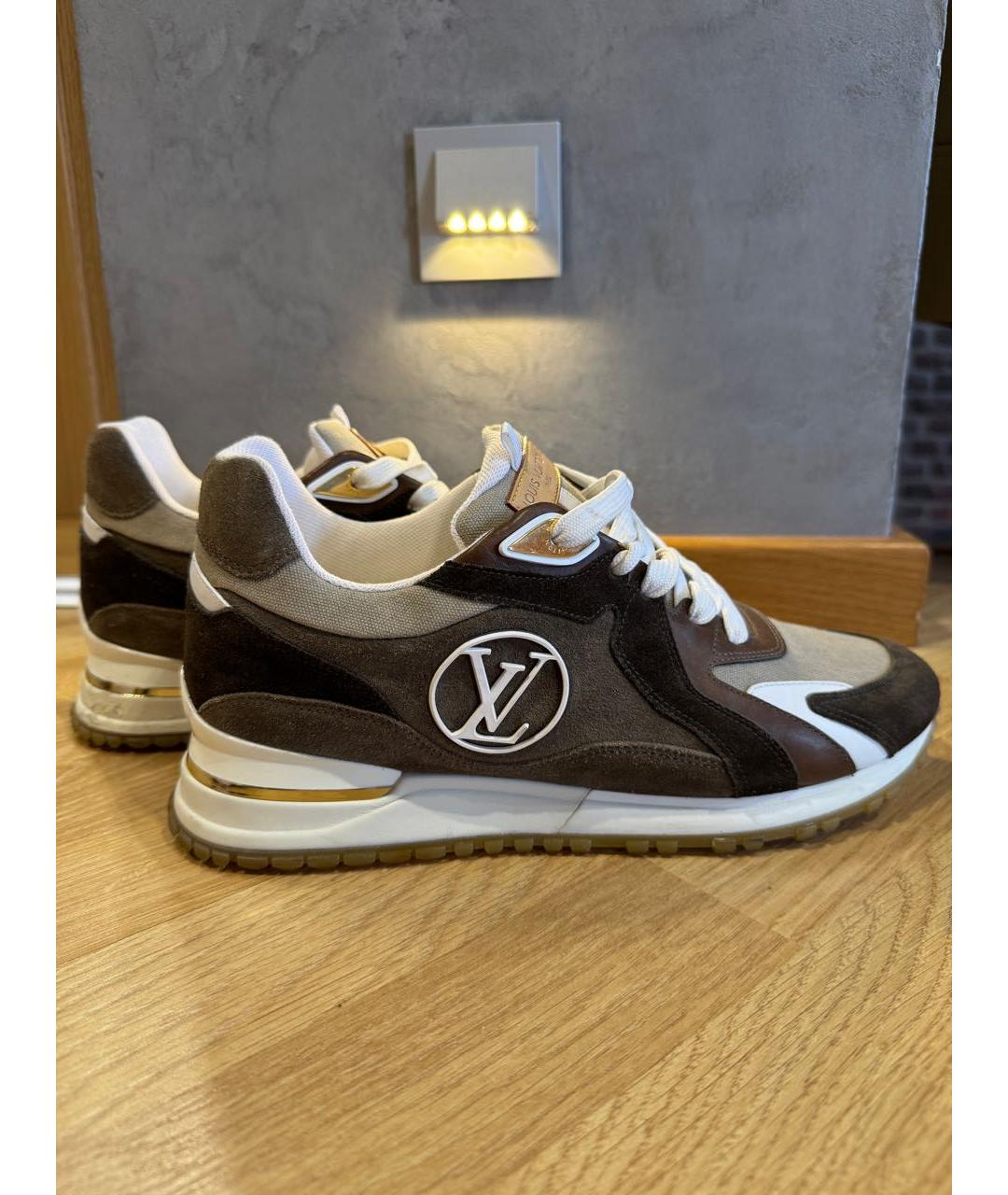 LOUIS VUITTON Хаки замшевые кроссовки, фото 4